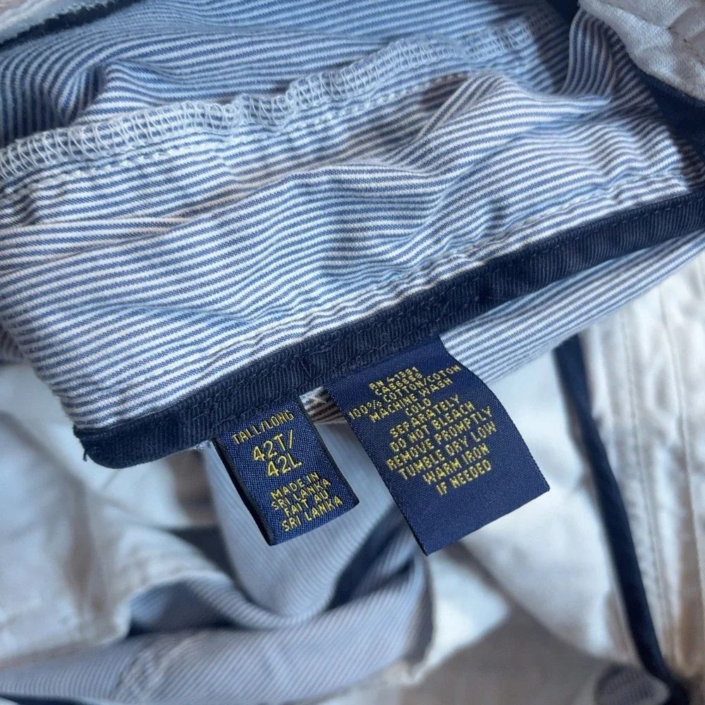 Polo Ralph Lauren Cargo Shorts Mens 40 Tall (Tag 42) Blue Seersucker Y2K FLAW